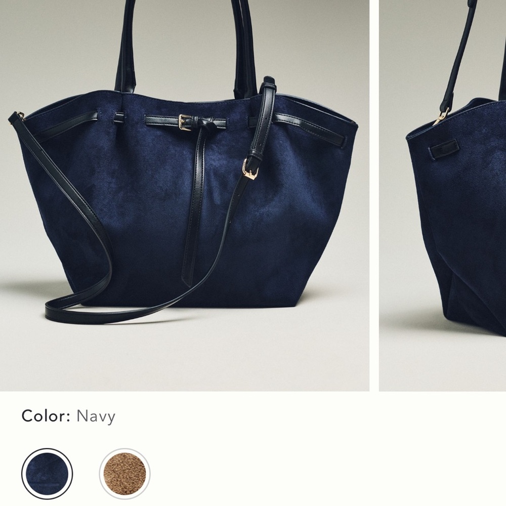 Navy Suede Tote Bag brand new with tags - Picture 4 of 5